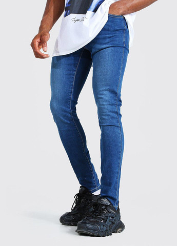 Синие демисезонные джинсы Super Skinny Stretch MZZ04612 Boohoo