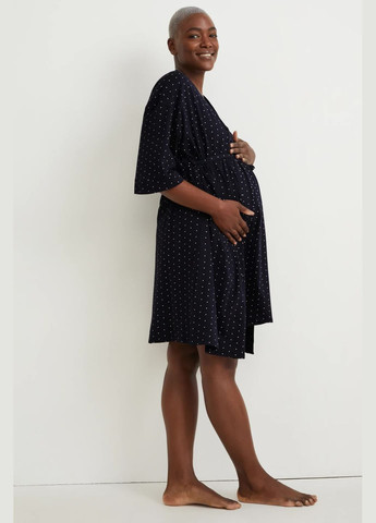 Темно-синій демісезонний комплект для вагітних (халат, нічна сорочка) C&A