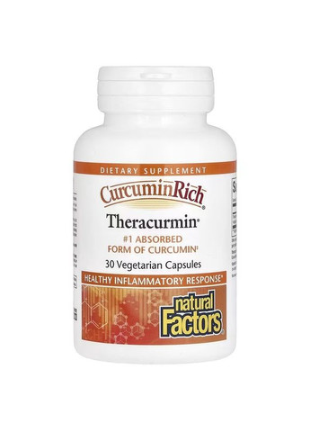 Екстракт куркуміну, теракурмін, 30 мг, CurcuminRich, Theracurmin,, 30 вегетаріанських капсул Natural Factors (330626570)