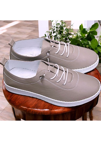 Бежевые женские кожаные кеды на низком ходу производитель турция 37 No Brand