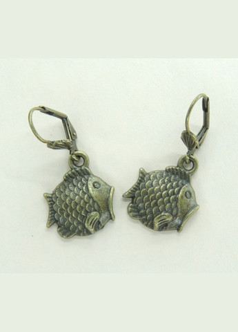Серьги серьги крючок Рыбулька 3.7 см бронза Liresmina Jewelry (285110889)