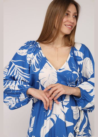 Синя сукня зібрана по талії, жіноча колір синій цб-00275501 Yuki