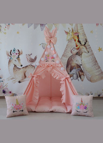 Вигвам для девочки Цветные Единорожкы на пудровом цвете БОН БОН Полный комплект! No Brand (316221692)