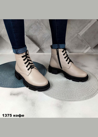 Комбіновані шкіряні зимові черевики на шнурку No Brand