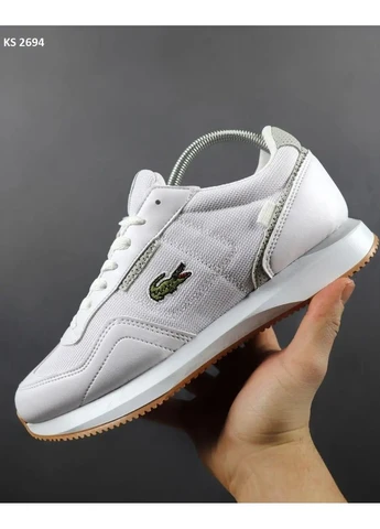 Білі кросівки чоловічі lacoste t-clip white лакоста білі демісезон No Brand