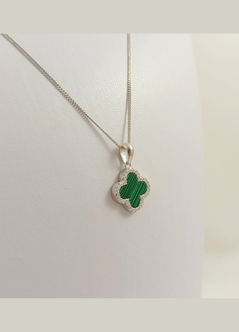 Срібна підвіска "Клевер" (малахіт і цирконій) Арт.32311487034 No Brand Підвіска (339072268)