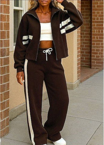 Женский спортивный костюм с лампасами из трехнитки на флисе. No Brand (364959146)