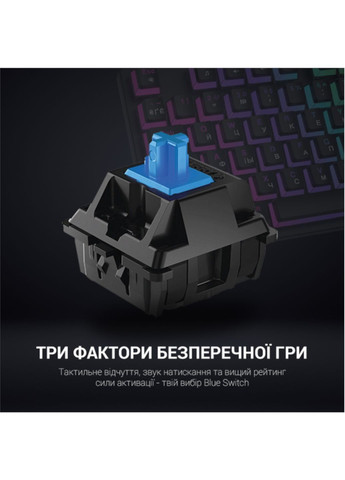 Игровая клавиатура механическая с RGB-подсветкой Blue Switch TKL, черная, проводная, без нумпада GAMEPRO (366249345)