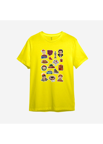 Жовта футболка з принтом "різдвяні пастки". сам удома / один вдома (10033285303) з коротким рукавом ТiШОТКА