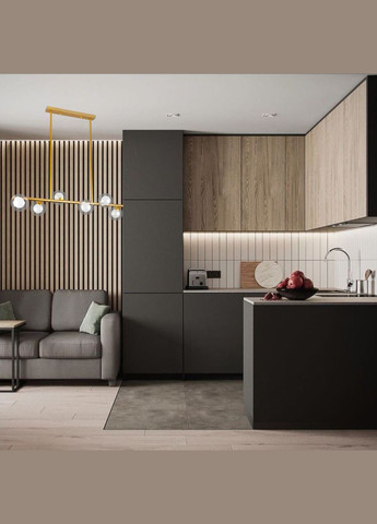 Золота довга люстра на 6 ламп з подвійними кулями (61-J2023-6 BRONZE+CLWH) No Brand (370070201)