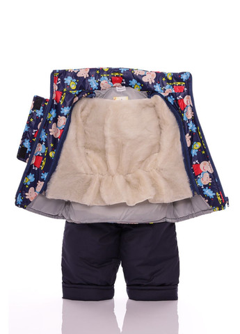 Синий зимний комбинезон на синтепоне для мальчика с принтом пэппы ноль подстежка синий 86 см (27855) BABYKROHA