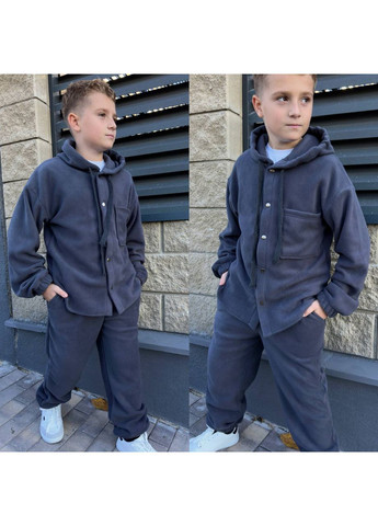 Серый костюм двухсторонний флис мальчик No Brand