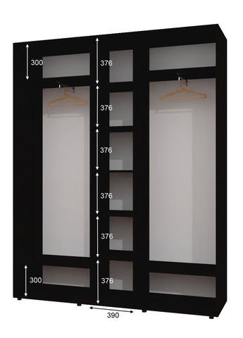 Шафа-купе тридверна 200*45*250 см Венге магія 3 двері ДСП ШК-04 Алекса (360472929)