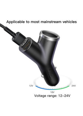 Адаптер автомобильный cigarette lighter extended car charger 2 USB 40W (CCALL-YX01) Baseus (300215834)