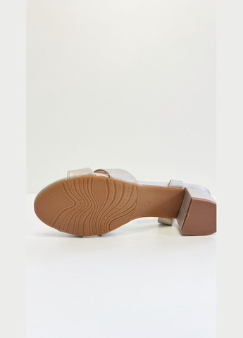 Бежевые женские бежевые босоножки средний каблук Purlina с ремешком с глиттером