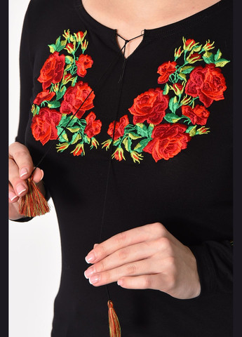 Чорний демісезонний кофта вишиванка жіноча чорного кольору пуловер Let's Shop