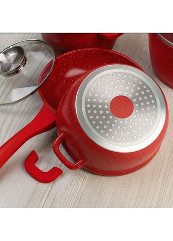 Набор кухонной посуды с гранитным антипригарным покрытием Красный на 9 предметов Bellmax Cookware BM-120 No Brand (366447361)