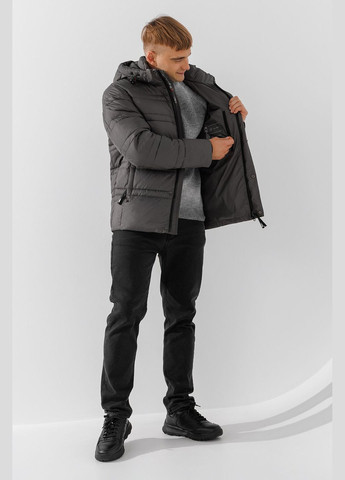 Серая зимняя куртка однотонная мужская 4719 серый shop (2000990542984) Kings Wind