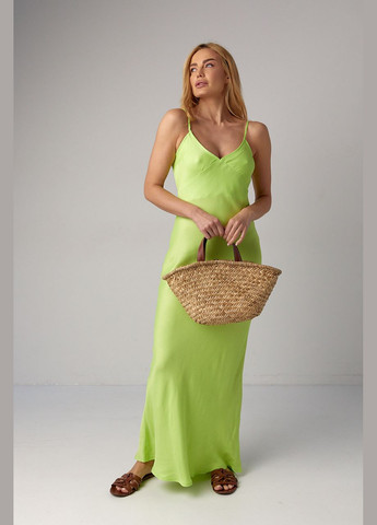 Атласна сукня максі в стилі білизни - салатовий Lurex (293292985)
