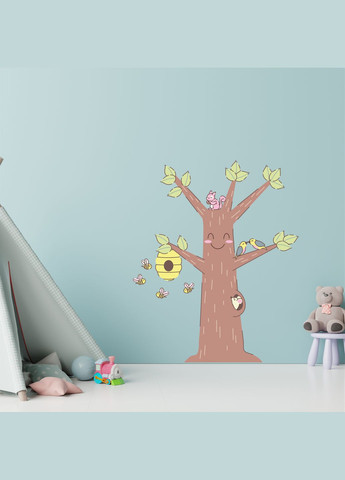 Вінілова інтер'єрна на стіну (шпалери, фарбу) "Дерево з тваринами" з Оракалу Кавун наклейка (316189865)