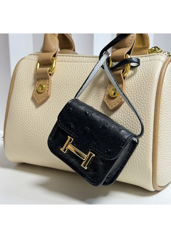 Міні сумочка-брелок чорна з фактурою страуса. Стильний брелок на сумку B&S (370439511)