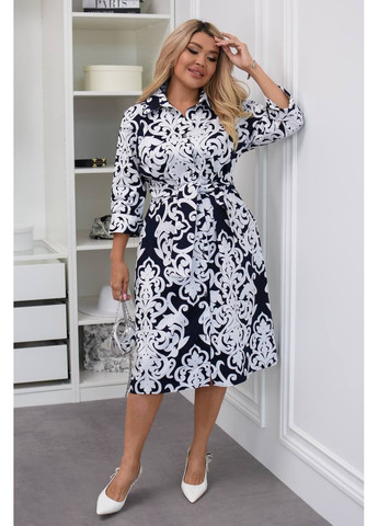 Чорно-білий повсякденний, кежуал жіноча сукня -сорочка сукня-сорочка Style Point однотонна