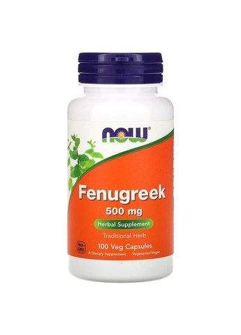 Пажитник 500 мг Fenugreek для підтримки лактації 100 вегетаріанських капсул Now Foods (283618053)