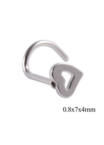 Сережки-цвяшки пірсинг гачок в ніс із серцем вигнутий із мед. стали стрази для носа No Brand (339869637)