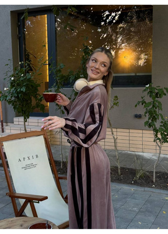 Жіночий велюровий спортивний костюм із контрастними смугами No Brand (363969568)