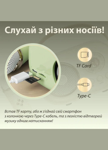 Колонка портативна з мікрофоном C-20 BT/TF/USB/FM 5 Вт Зелений Pulse (315637437)