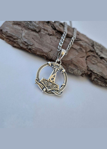 Срібна підвіска оберіг амулет "Молот Тора в Колі" чорнене срібло 925 проби (АРТ.89035ч) 11.20г No Brand (306743411)