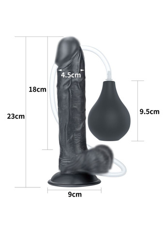 Фалос з імітацією сім'явипорскування фалос Squirt Extreme Dildo 23 см - Чорного кольору Lovetoy (317747348)