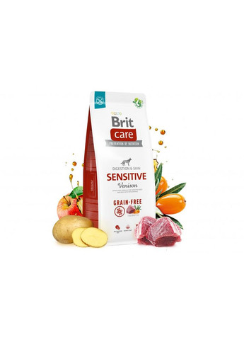 Сухой корм Dog Grain-free Sensitive для собак с чувствительным пищеварением, беззерновой с олениной, 1 кг Brit Care (362701912)