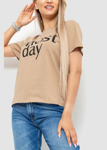Бежева демісезон футболка жіноча з принтом, колір бежевий, Ager