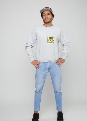 Сірий світшот чоловічий сірий "stick to the plan" YAPPI малюнок (303772847)