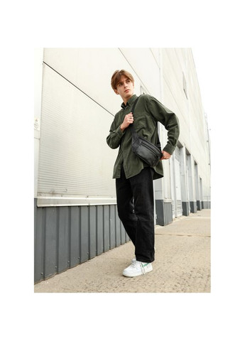 Велика чоловіча шкіряна сумка на пояс бананка Tirso Max чорна Sambag (322870633)