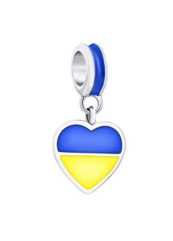 Серебряная подвеска "Украина в Сердце" с эмалью UMAX (290851783)