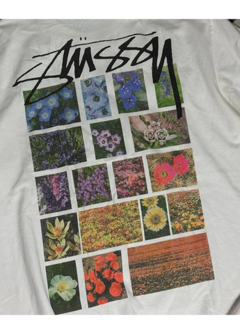 Біла футболка чорна, біла з красивим переднім принтом в стилі stussy No Brand