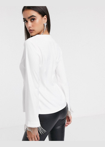 Біла блуза з бахромою із каміння Asos