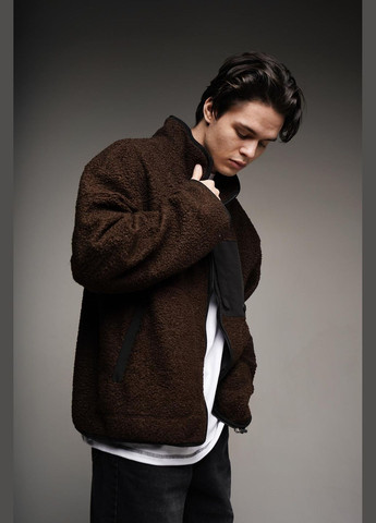 Стильна та тепла куртка-бомбер із м'якого матеріалу "барашек" Vakko на блискавці (324147089)