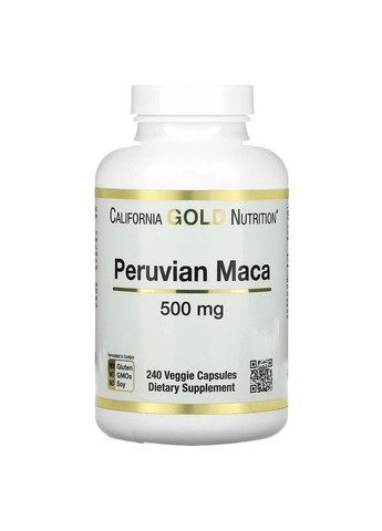 Маку перуанську 500 мг Peruvian Maca 240 рослинних капсул California Gold Nutrition (263603573)