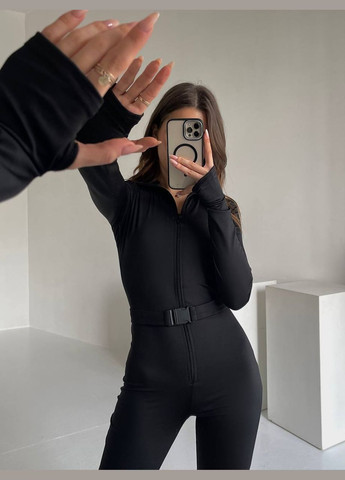 Комбинезон INLABEL однотонний чорний кежуал