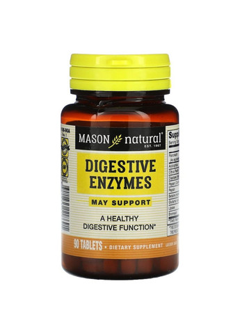 Пробіотики та пребіотики Digestive Enzymes, 90 таблеток Mason Natural (293479541)