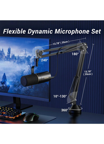 Динамический микрофон USB/XLR TD510+ со стойкой черный Tonor Amazon (370432954)