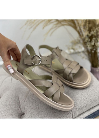 Босоніжки шкіряні жіночі на низькому ходу. Колір лате. 39 розмір Vasha para (353828507)