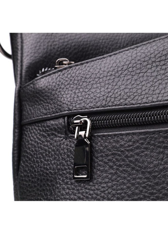 Практична шкіряна сумка з двома ремінцями та трьома відділеннями чорна Vintage (352167703)