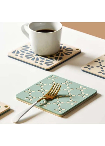 Силіконова підставка під гаряче килимок для чашки банки з декоративним рельєфним візерунком 14 × 14 × 0,5 см Kitchen Master (350884000)