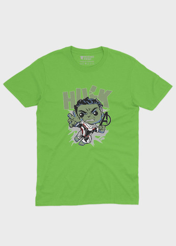 Салатовая демисезонная футболка для мальчика с принтом супергероя - халк (ts001-1-kiw-006-018-004-b) Modno