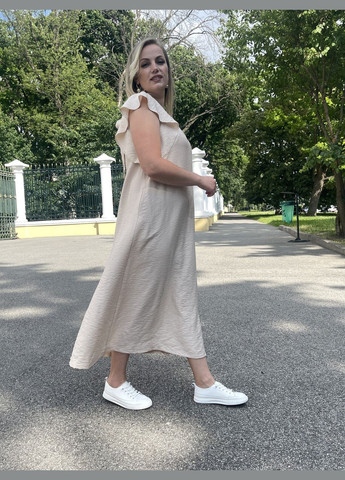 Бежевое вечернее платье мару 54 кремовый 0464 Vlavi