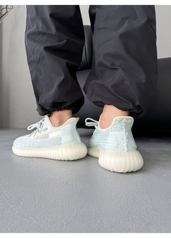 Белые демисезонные кроссовки мужские и женские adidas Yeezy 350 V2, Cloud White | Адідас Ізі 350